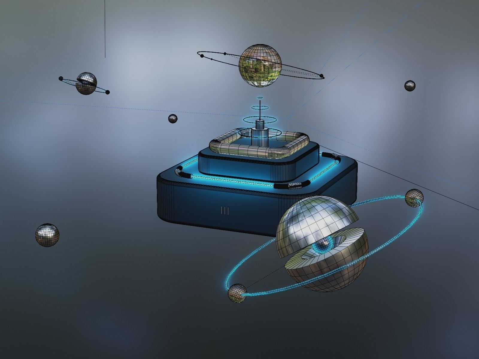 Artificial intelligence UI  concept design  for Blender model Low-poly 3D model_2