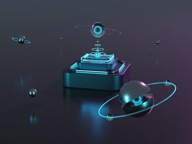 Artificial intelligence UI  concept design  for Blender model Low-poly 3D model