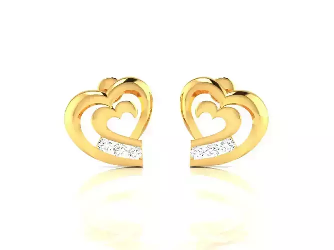 Women Heart Earring 3dm STL OBJ FBX Render Details 3D print model