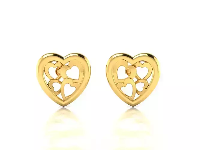 Women Heart Earring 3dm STL OBJ FBX Render Details 3D print model