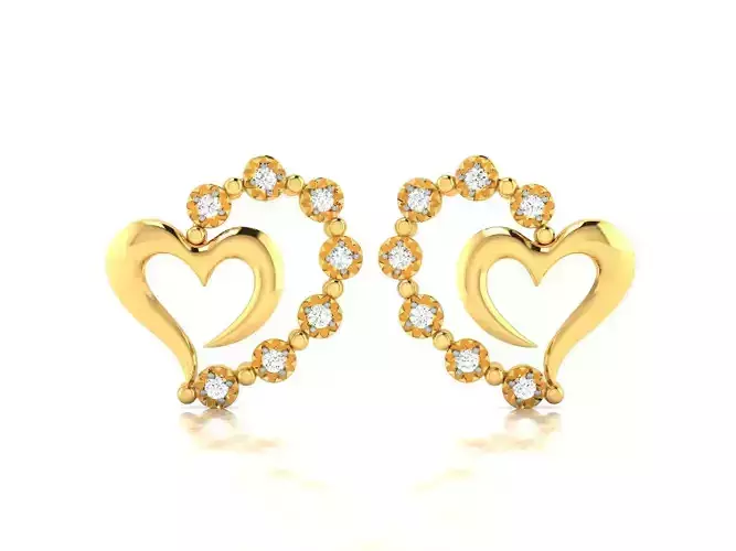 Women Heart Earring 3dm STL OBJ FBX Render Details 3D print model