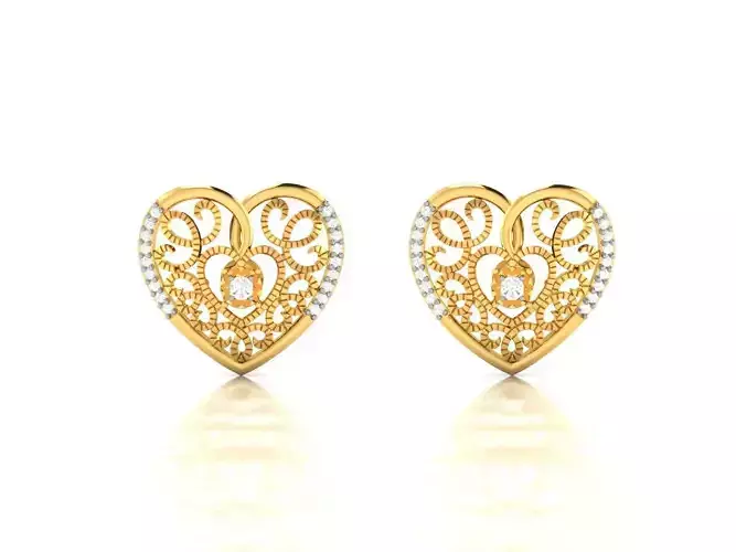 Women Heart Earring 3dm STL OBJ FBX Render Details 3D print model