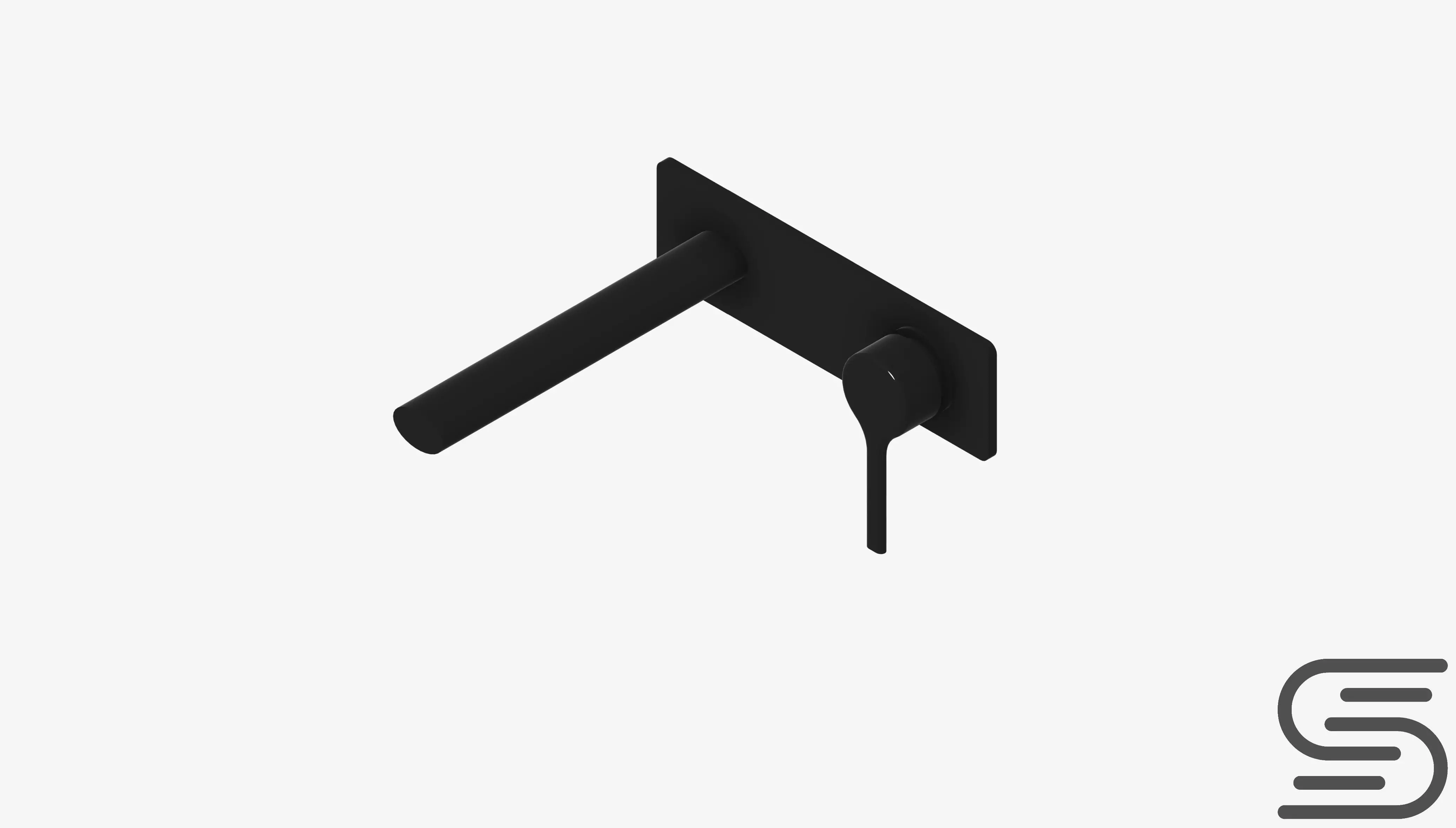 Bath Mixer Set - Luxury - Sleek Oval - Wall - 175 Low-poly 3D model