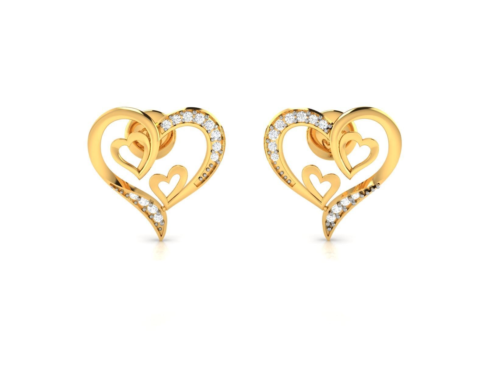 Women Heart Earring 3dm STL OBJ FBX Render Details 3D print model_3