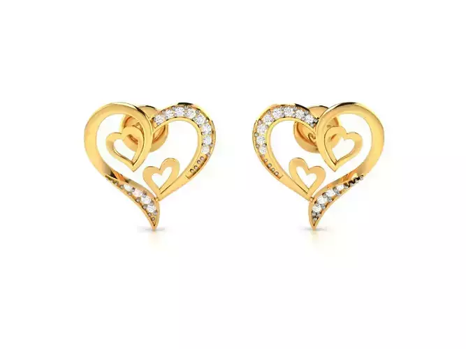 Women Heart Earring 3dm STL OBJ FBX Render Details 3D print model