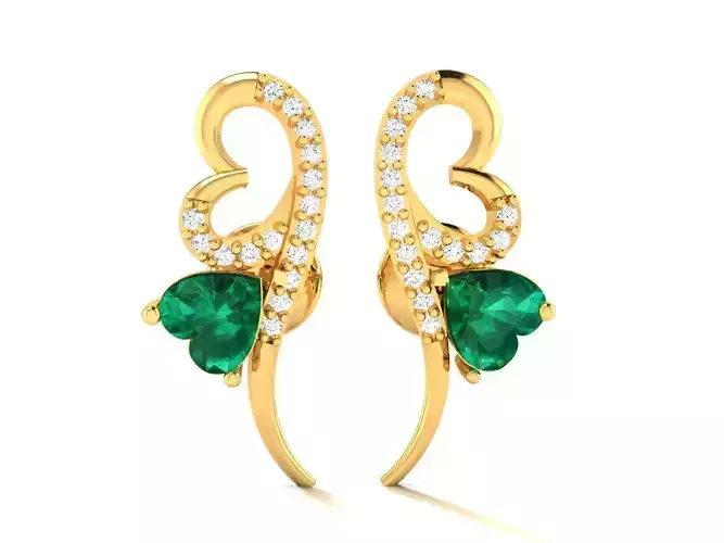Women Heart Earring 3dm STL OBJ FBX Render Details 3D print model