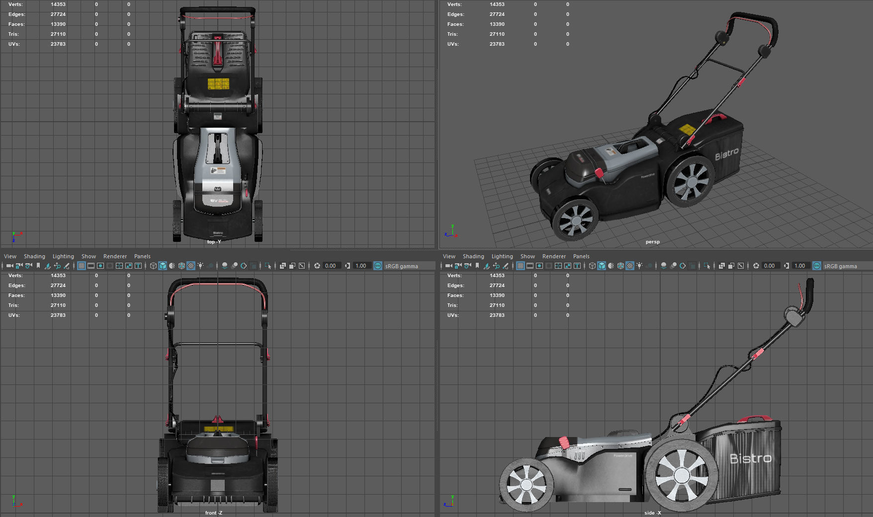 Lawn Mower Low-poly 3D model_9