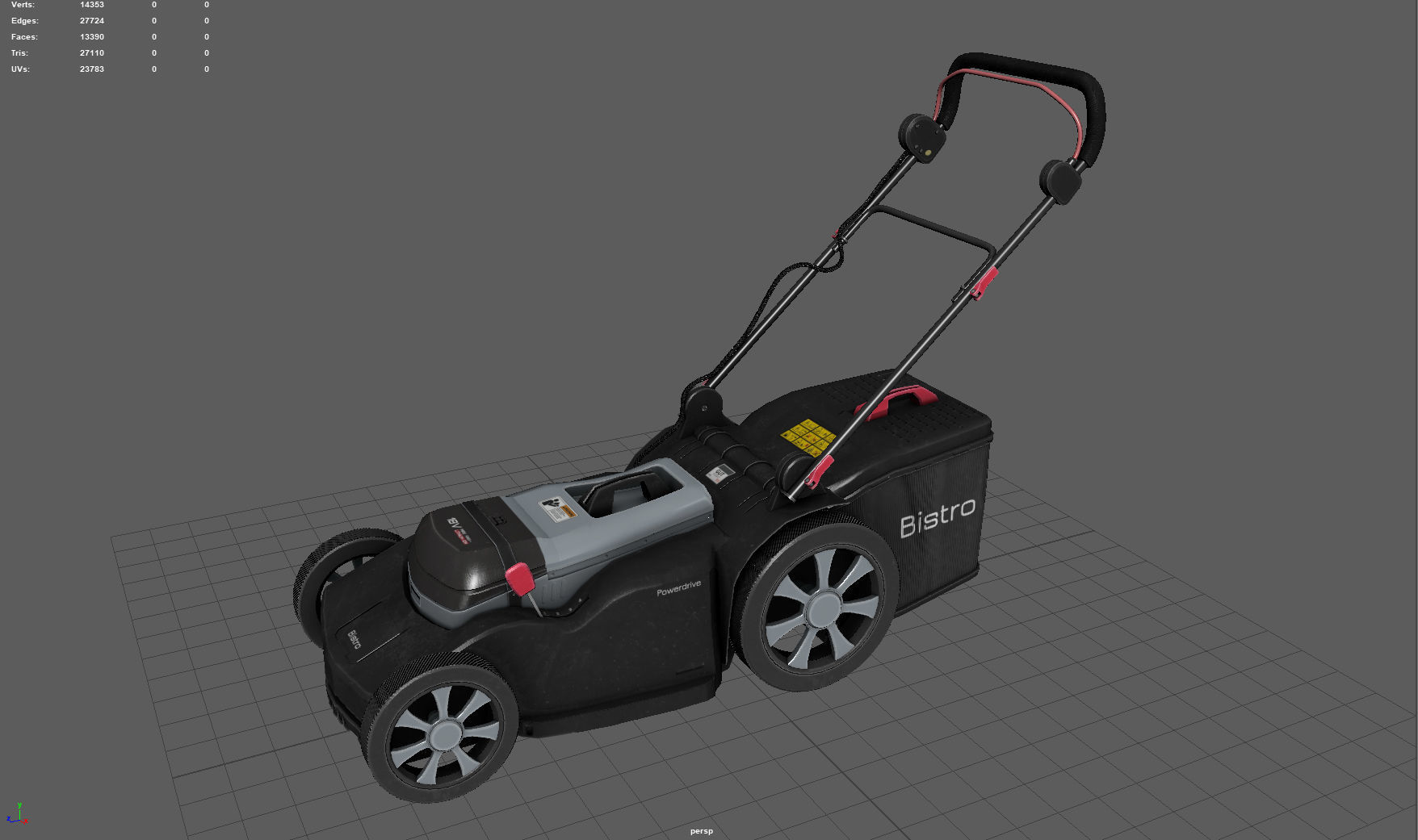 Lawn Mower Low-poly 3D model_7