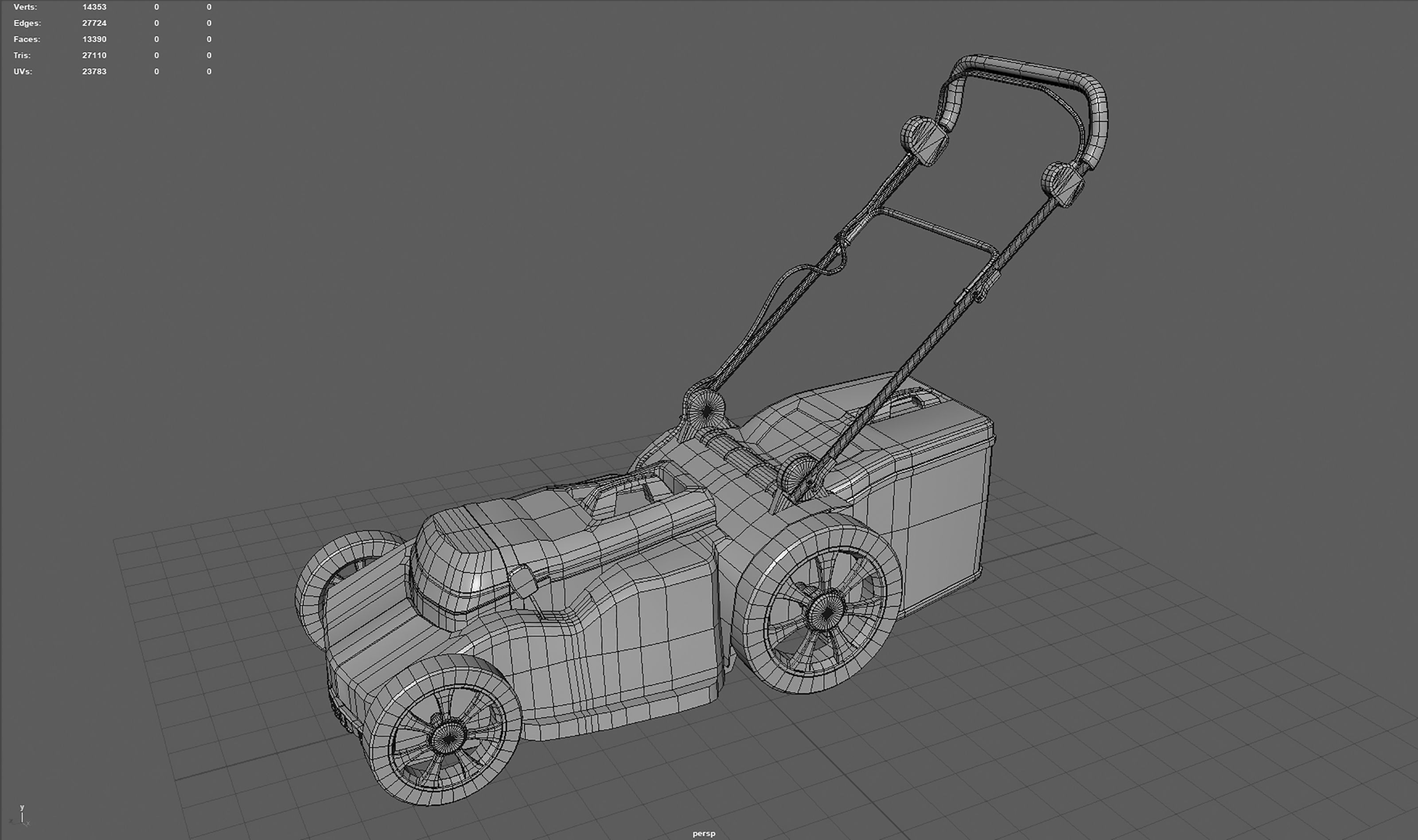 Lawn Mower Low-poly 3D model_14