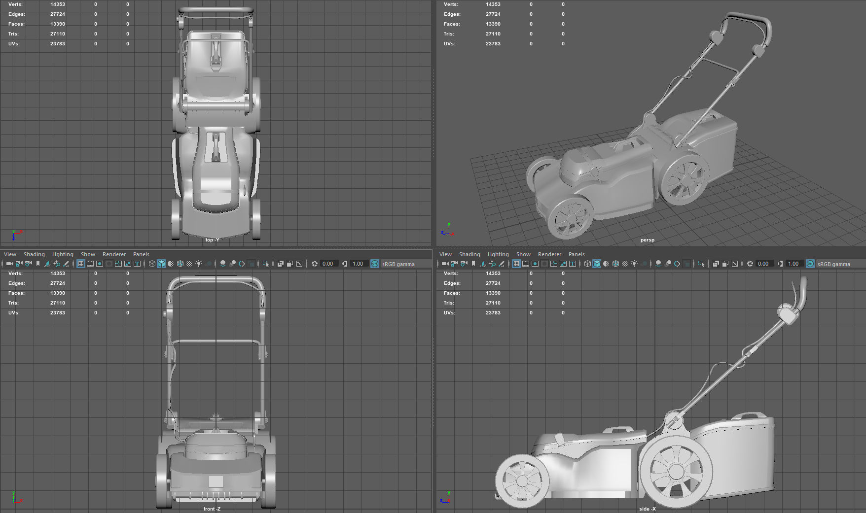 Lawn Mower Low-poly 3D model_10