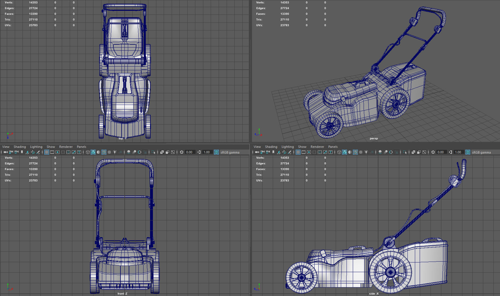 Lawn Mower Low-poly 3D model_11