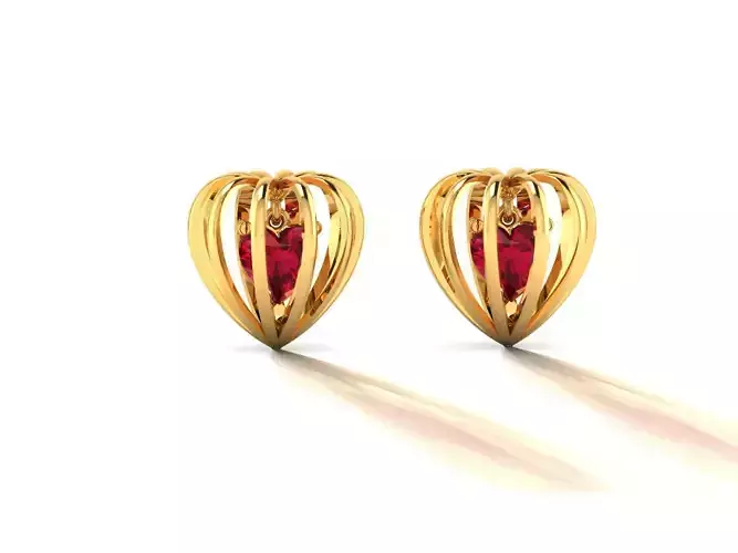 Women Heart Earring 3dm STL OBJ FBX Render Details