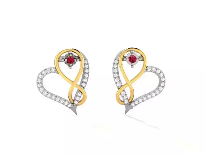 Women Heart Earring 3dm STL OBJ FBX Render Details 3D print model