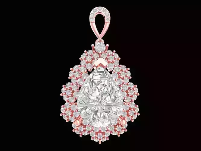 new luxury pear diamond pendant with flower diamond 3243