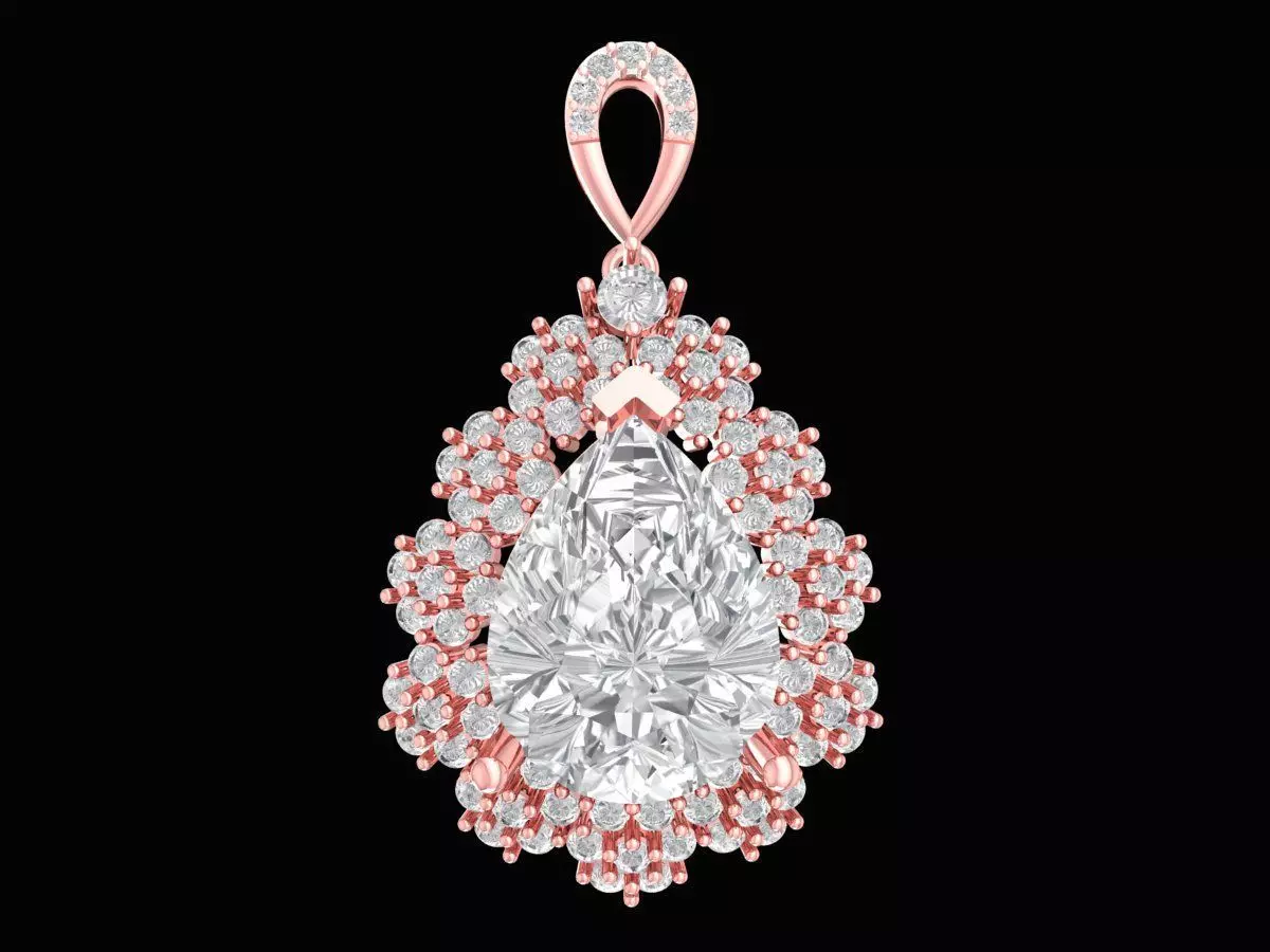 Luxury Pear Cut Diamond Halo Pendant 3D Model 3243 3D print model