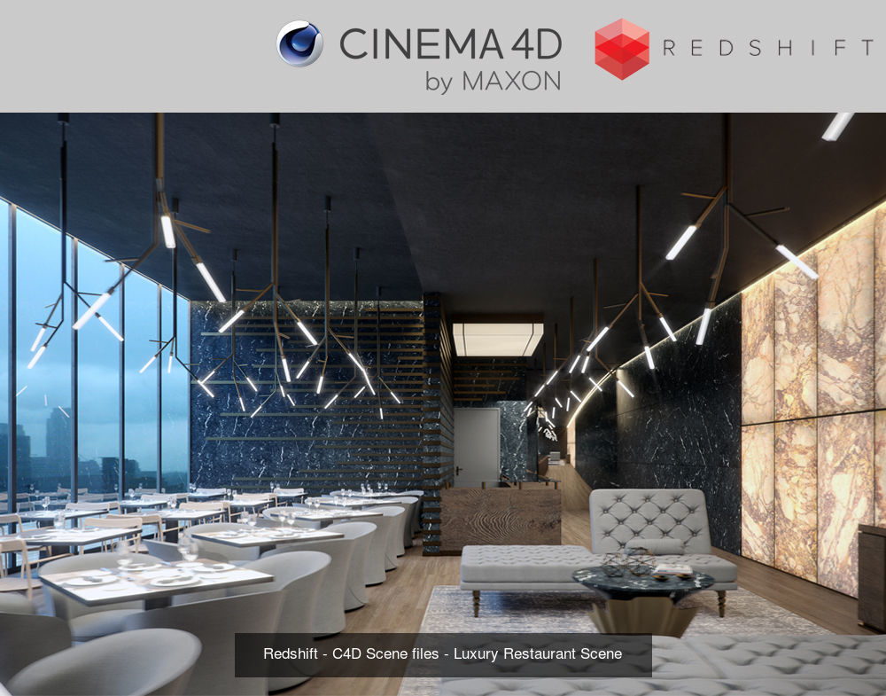 Set 1 - Redshift C4D - 4 x Interior Scenes 3D Model Collection _2