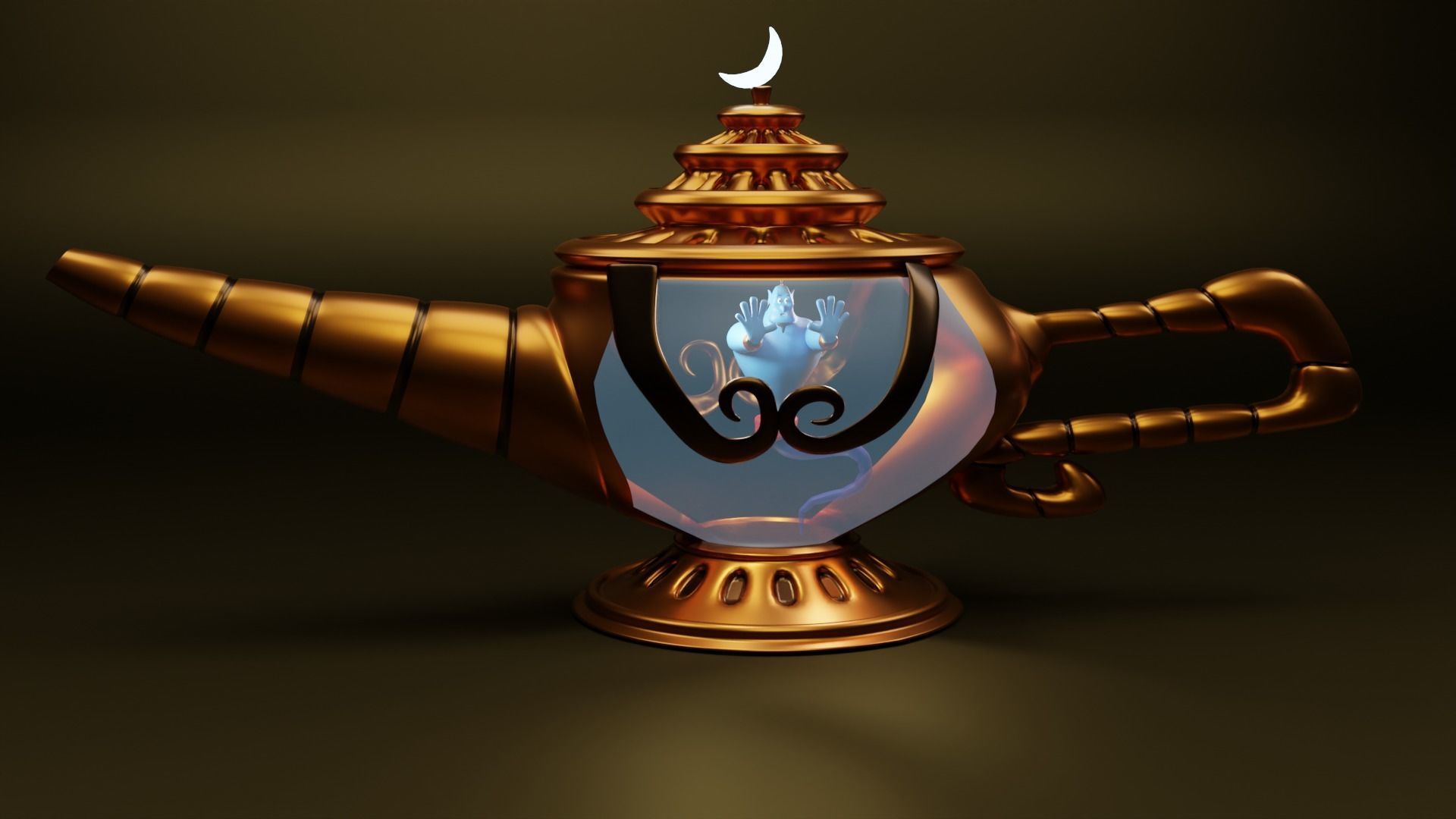 Genie rigged with Genie lamp 3D model_3