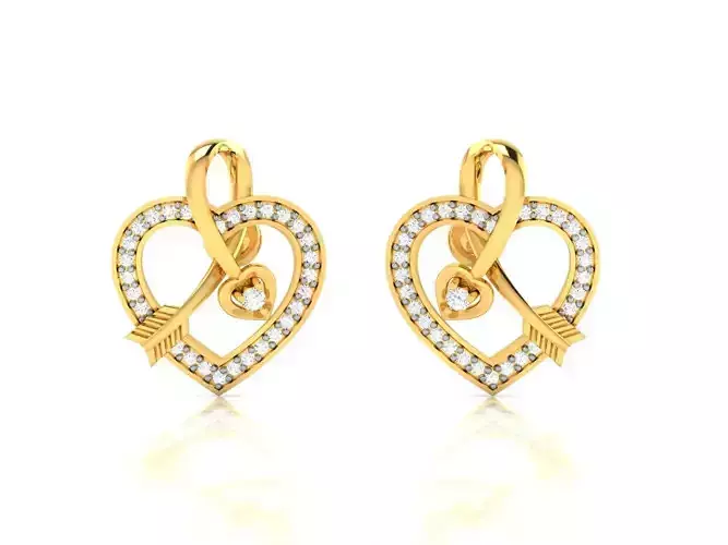 Women Love Heart Earring 3dm STL OBJ FBX Render Details