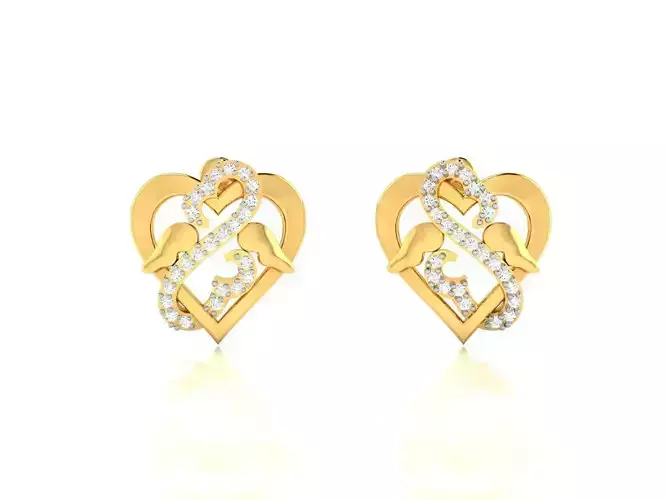 Women Love Heart Earring 3dm STL OBJ FBX Render Details