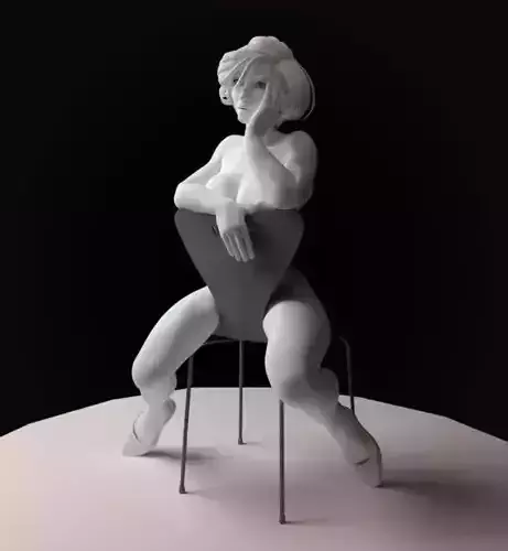 girl on chair 3D print model