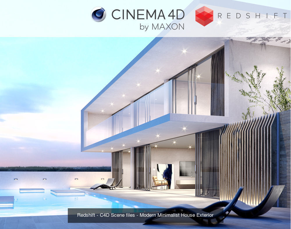 Set 2 - Redshift C4D - 4 x Scenes 3D Model Collection _3