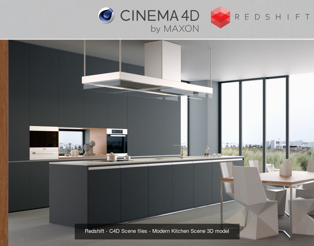 Set 2 - Redshift C4D - 4 x Scenes 3D Model Collection _2