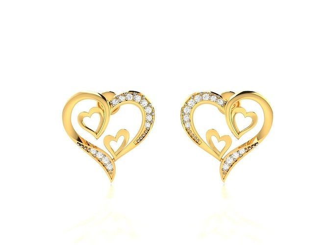 Women Love Heart Earring 3dm STL OBJ FBX Render Details 3D print model