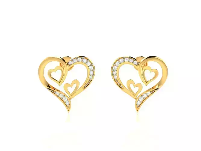 Women Love Heart Earring 3dm STL OBJ FBX Render Details