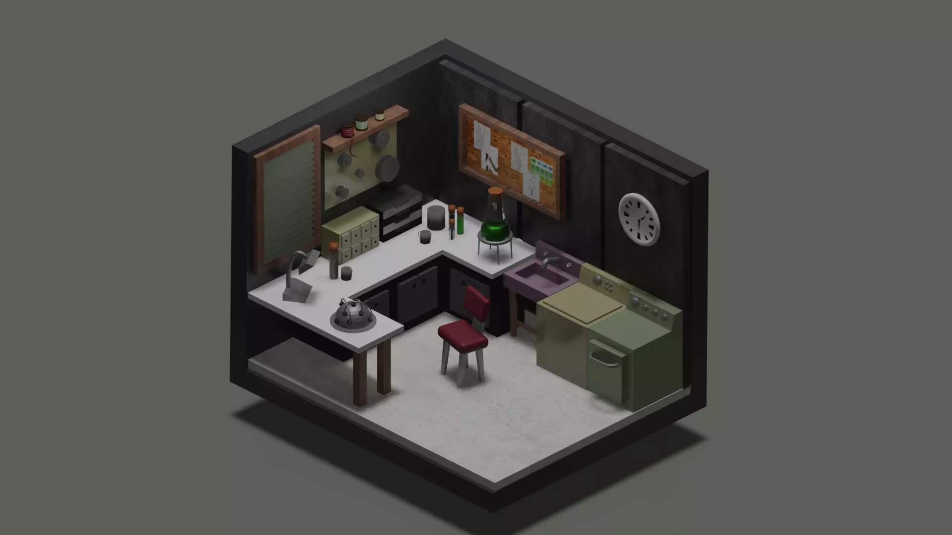 Rick and Morty laboratory Low-poly 3D model_0