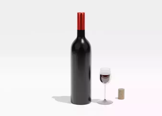 Bottle and Glass 3D model
