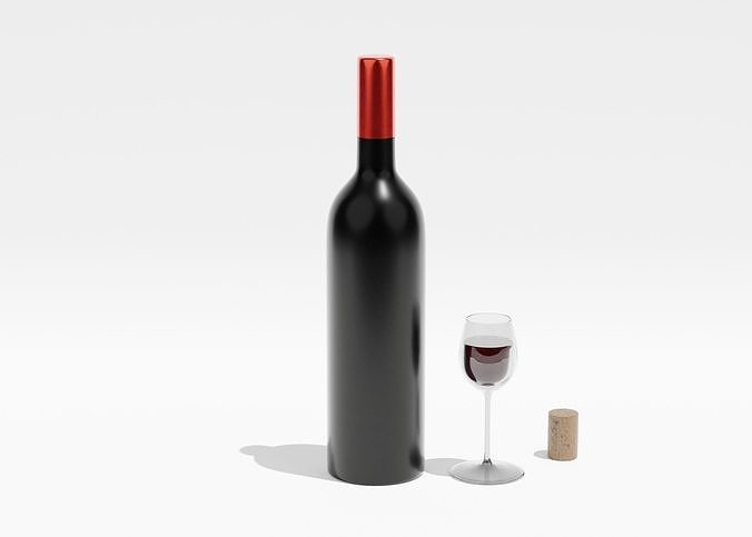 Bottle and Glass 3D model 3D model