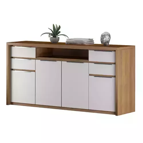 Buffet sideboard table with decoration set Low-poly 3D model