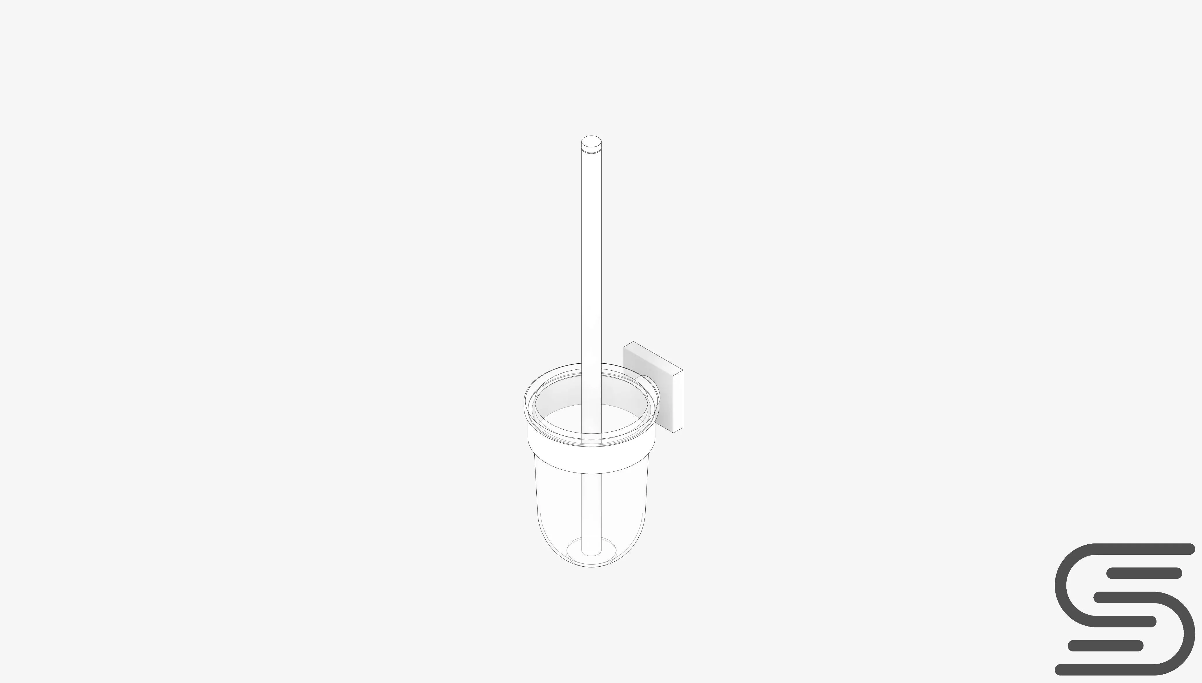 Toilet Brush Holder - Luxury - Round - With Brush - Square Plate Low-poly 3D model