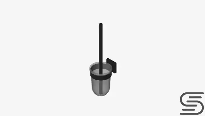 Toilet Brush Holder - Luxury - Round - With Brush - Square Plate Low-poly 3D model