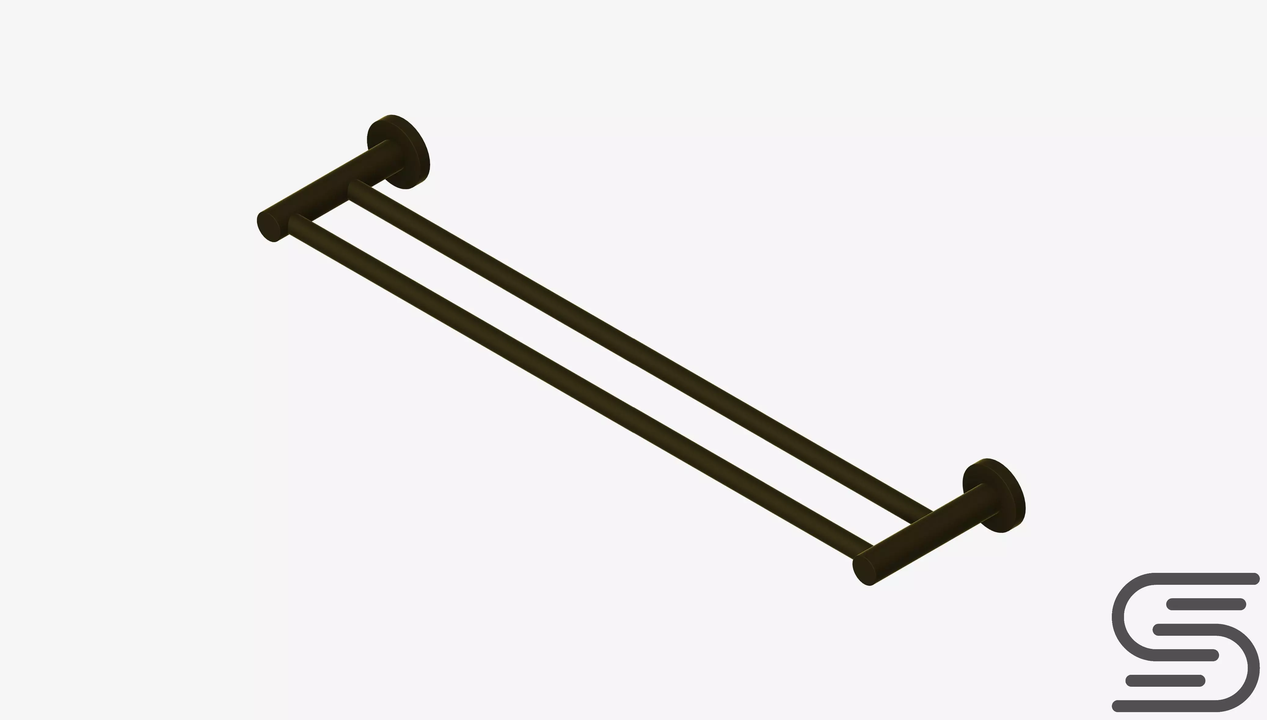 Towel Rail - Double - Luxury - Round - 600 - Round Plate Low-poly 3D model_0