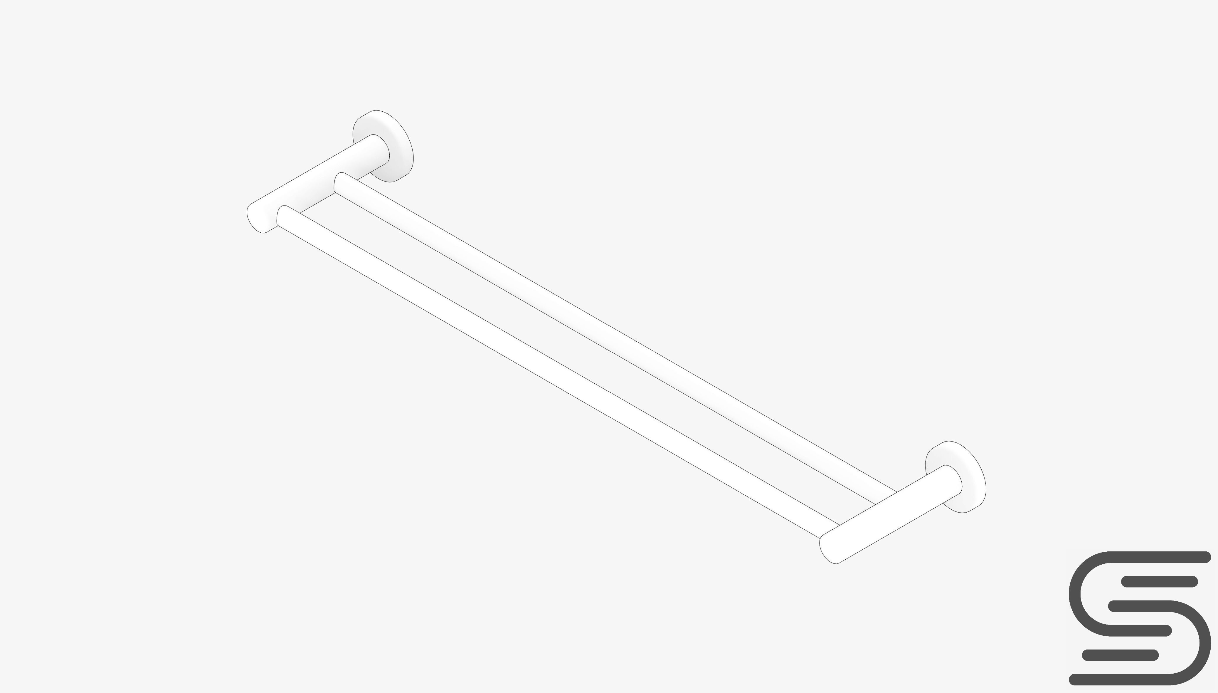 Towel Rail - Double - Luxury - Round - 600 - Round Plate Low-poly 3D model_1
