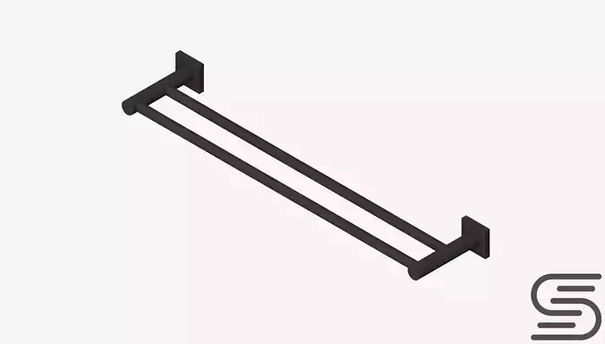 Towel Rail - Double - Luxury - Round - 600 - Square Plate