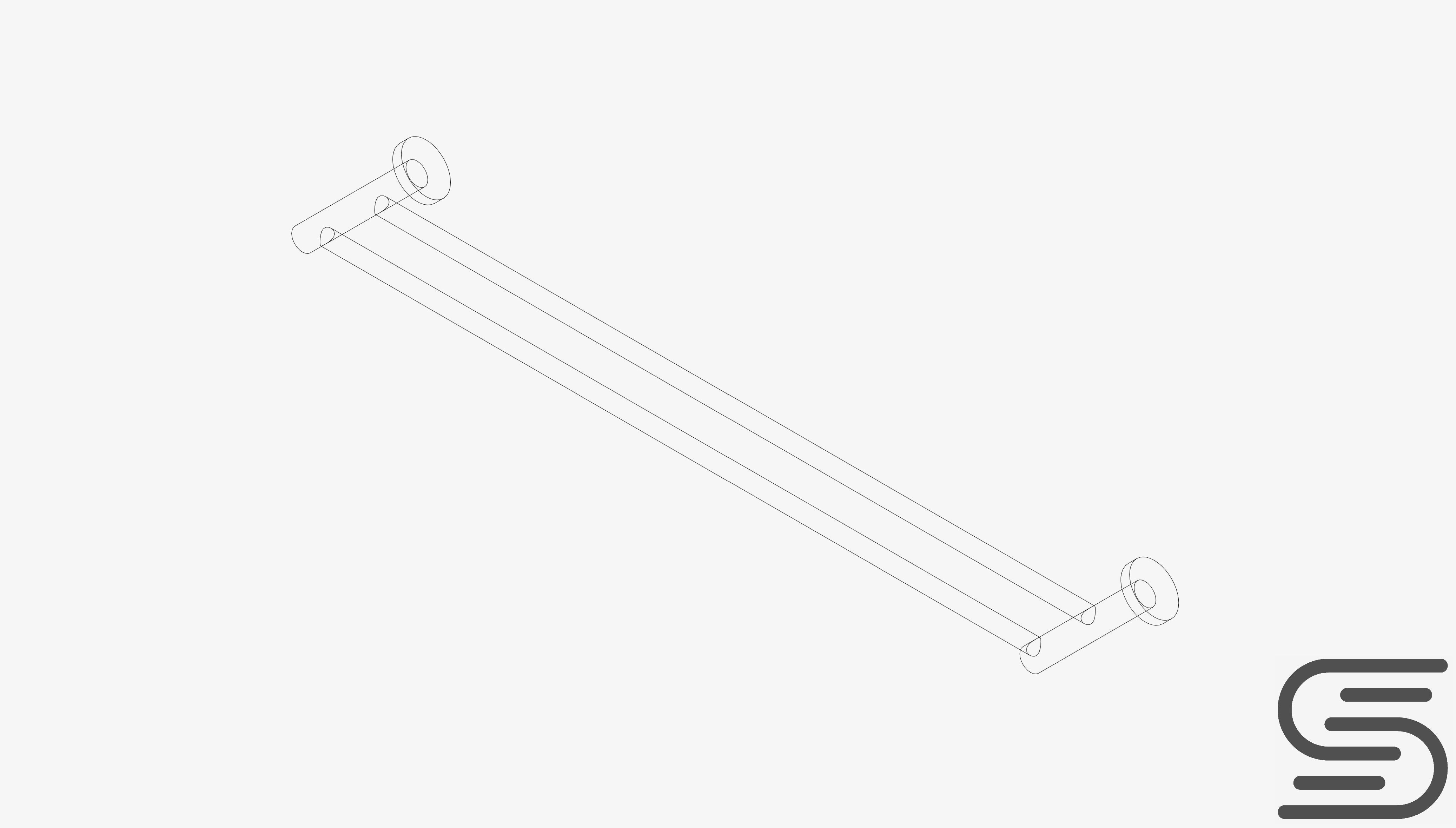 Towel Rail - Double - Luxury - Round - 800 - Round Plate Low-poly 3D model_2