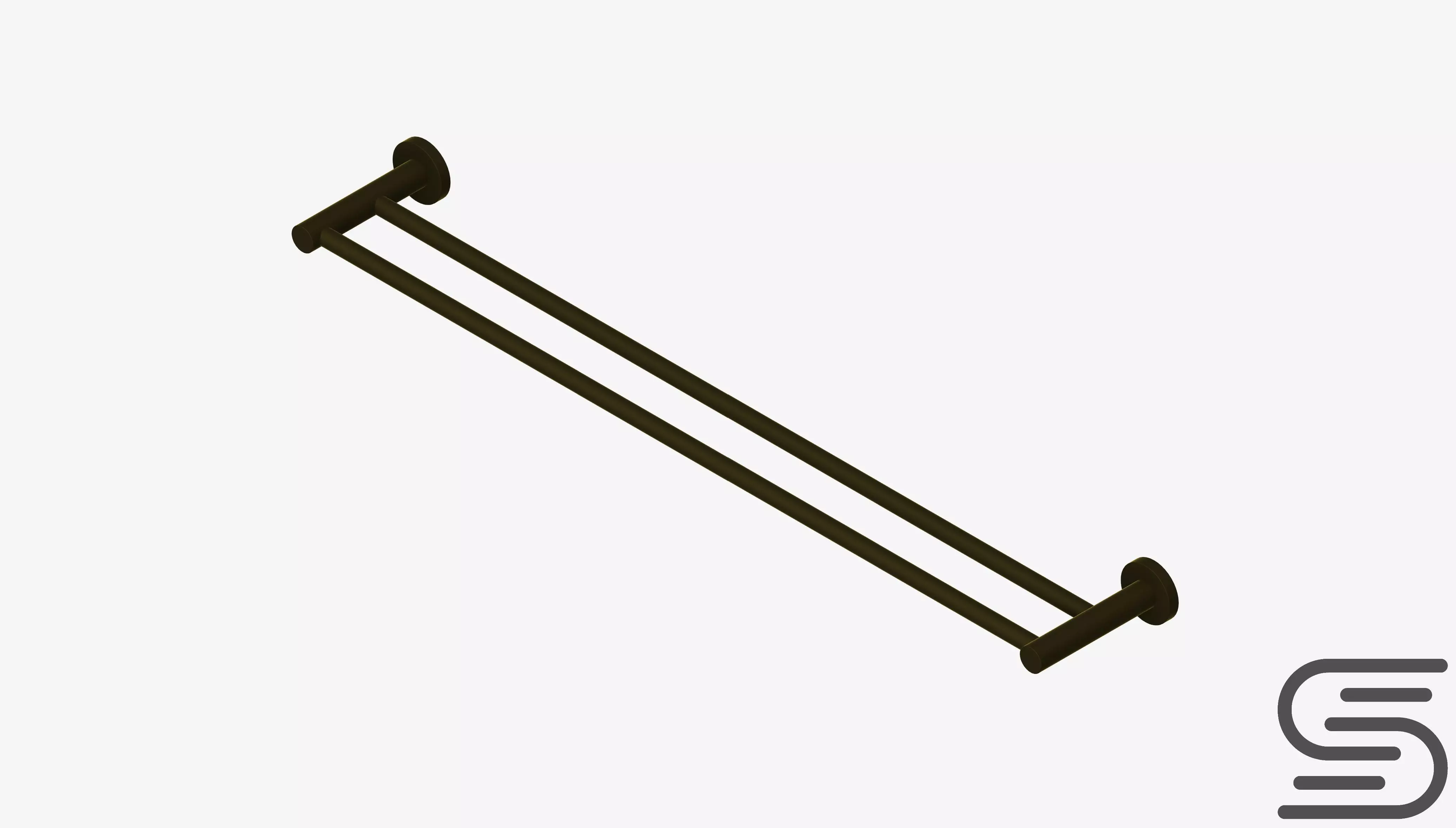 Towel Rail - Double - Luxury - Round - 800 - Round Plate Low-poly 3D model_0