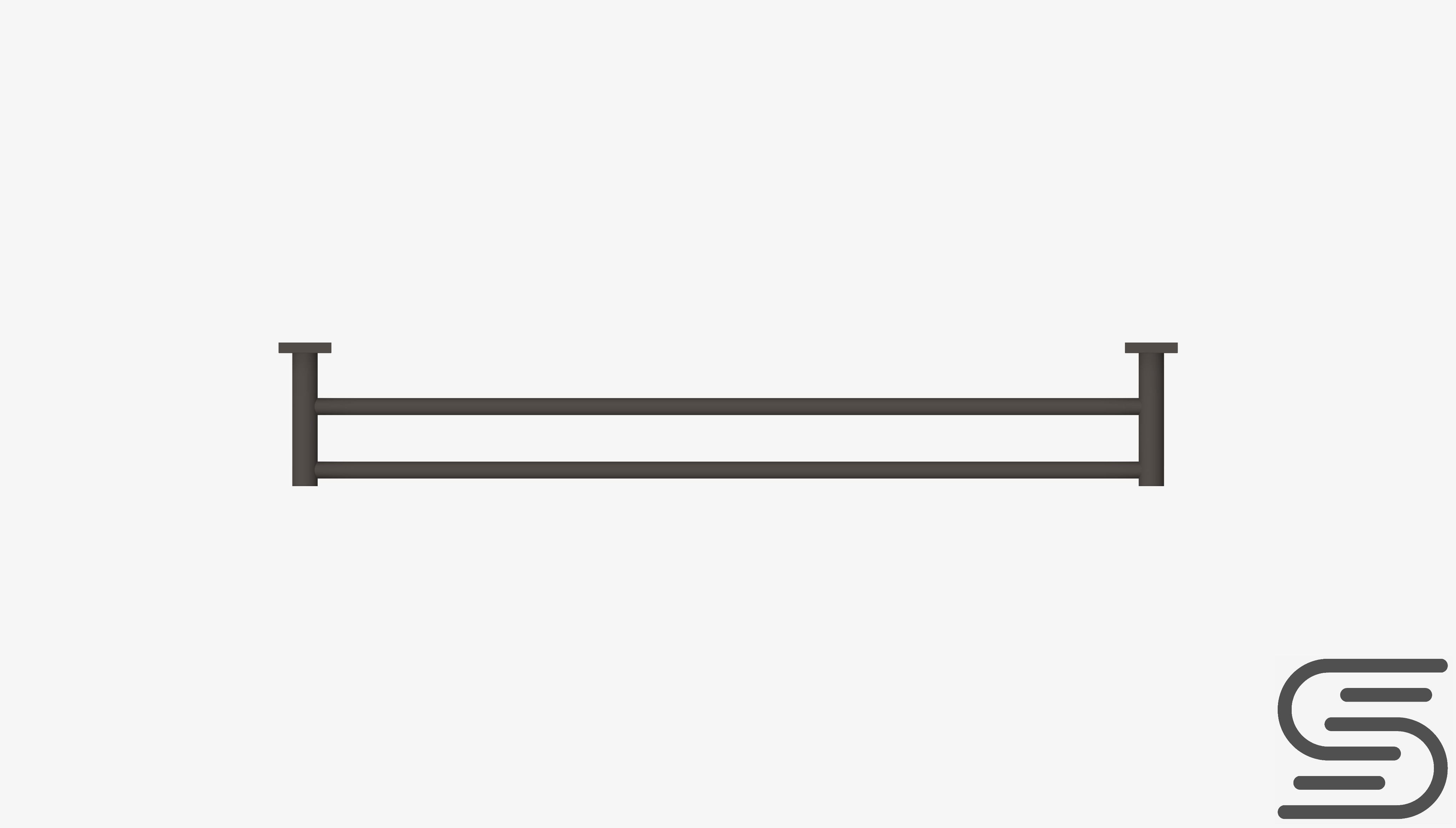 Towel Rail - Double - Luxury - Round - 800 - Square Plate Low-poly 3D model_5