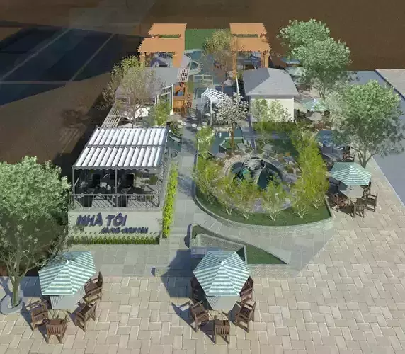 Revit Garden coffee with multi spaces