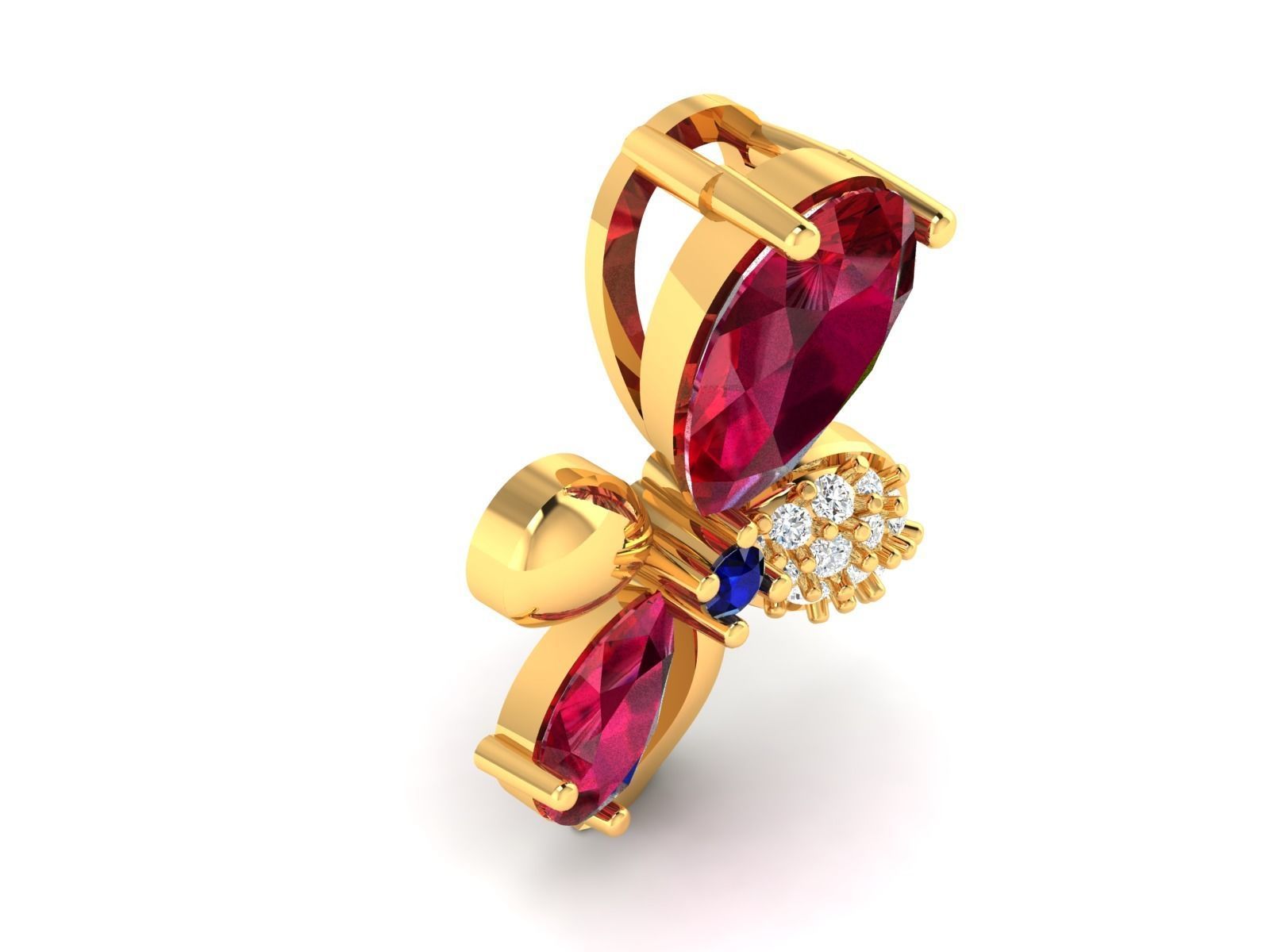 Women Heart Pear Stone Pendant 3dm STL OBJ FBX Render Details 3D print model_4