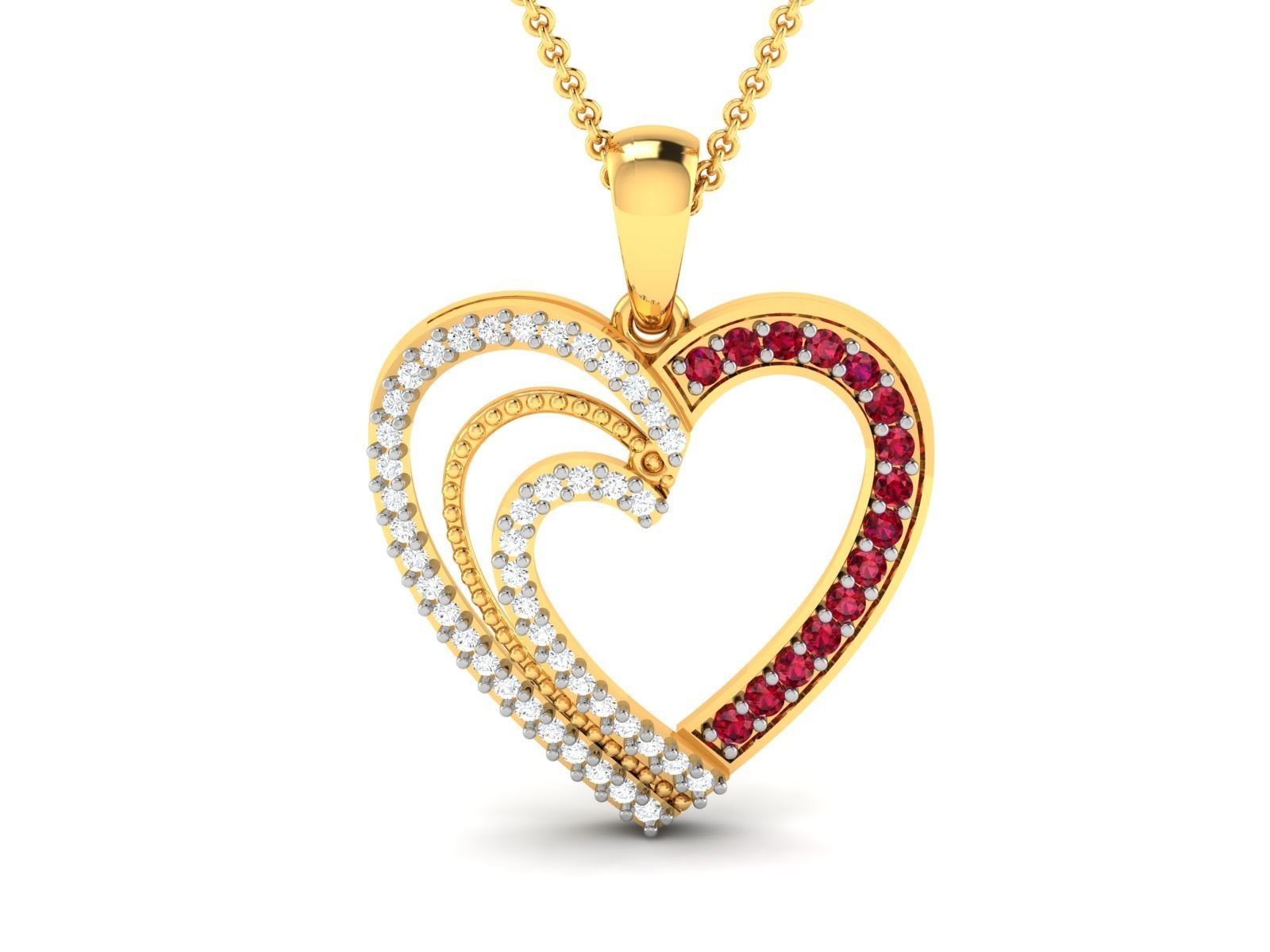 Women Heart Heart 3dm STL OBJ FBX Render Details 3D print model_3