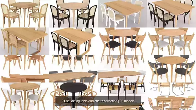 21 set dining table and chairs collection