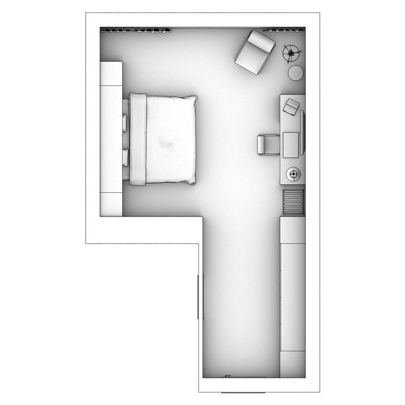 Hotel Bedroom 3D model_5