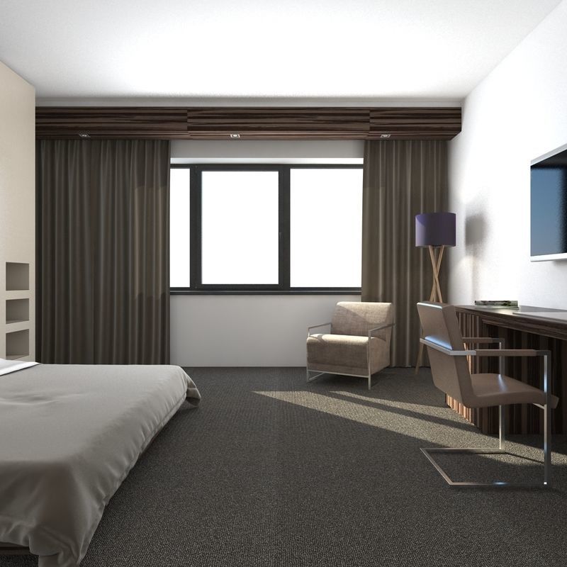 Hotel Bedroom 3D model_10