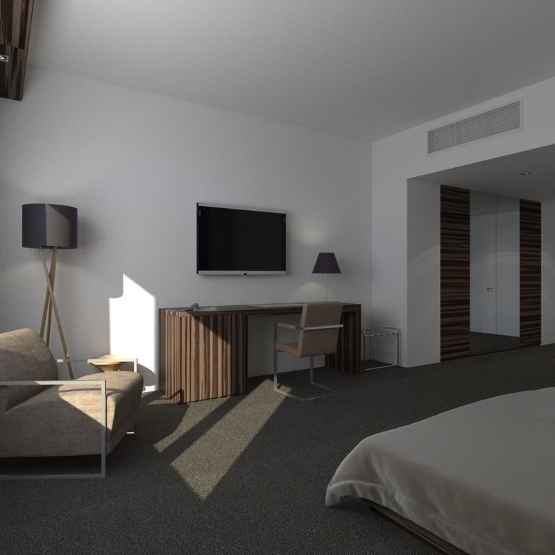 Hotel Bedroom 3D model_9