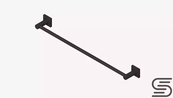 Towel Rail - Single - Luxury - Round - 600 - Square Plate