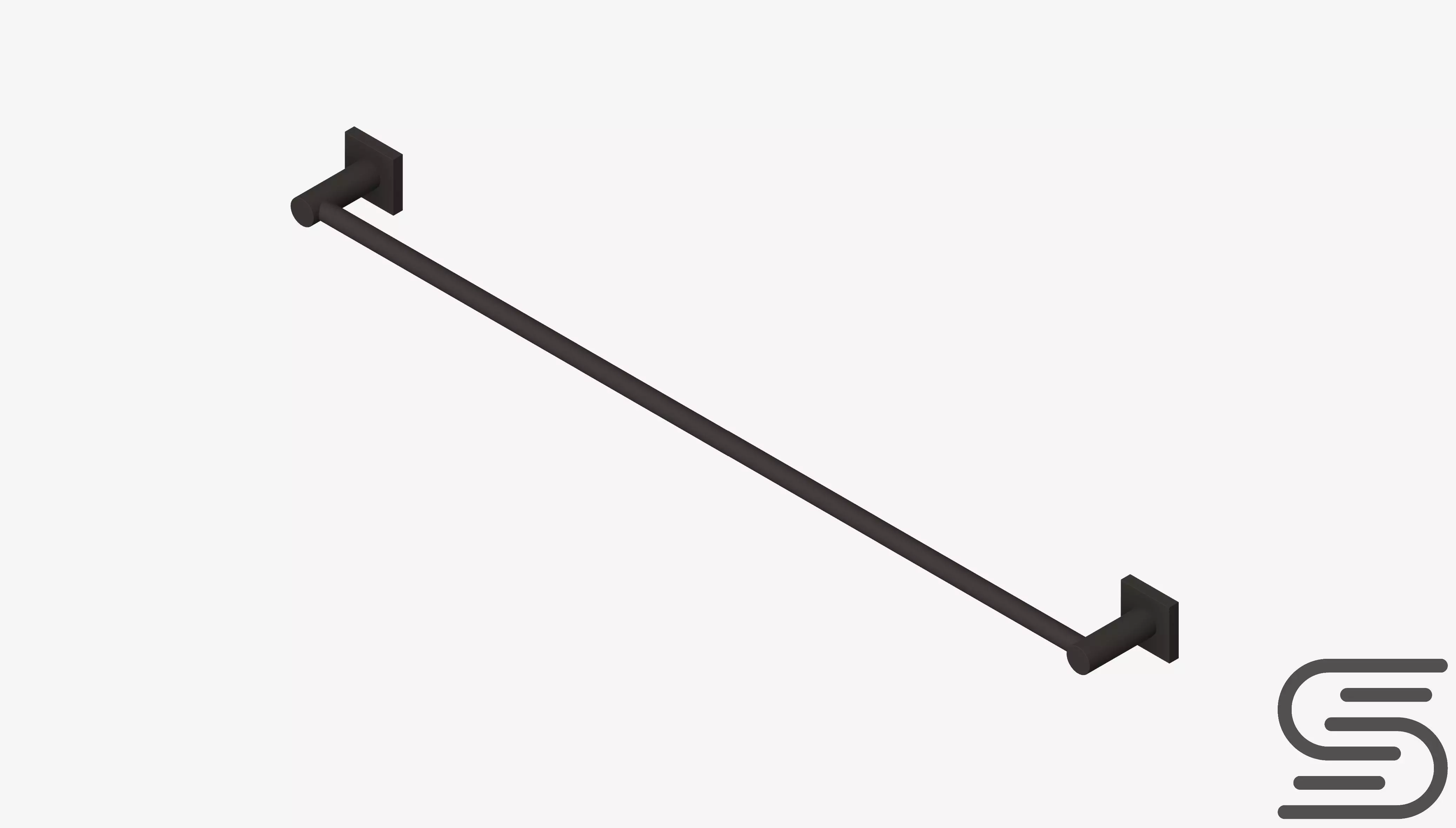 Towel Rail - Single - Luxury - Round - 800 - Square Plate Low-poly 3D model_0