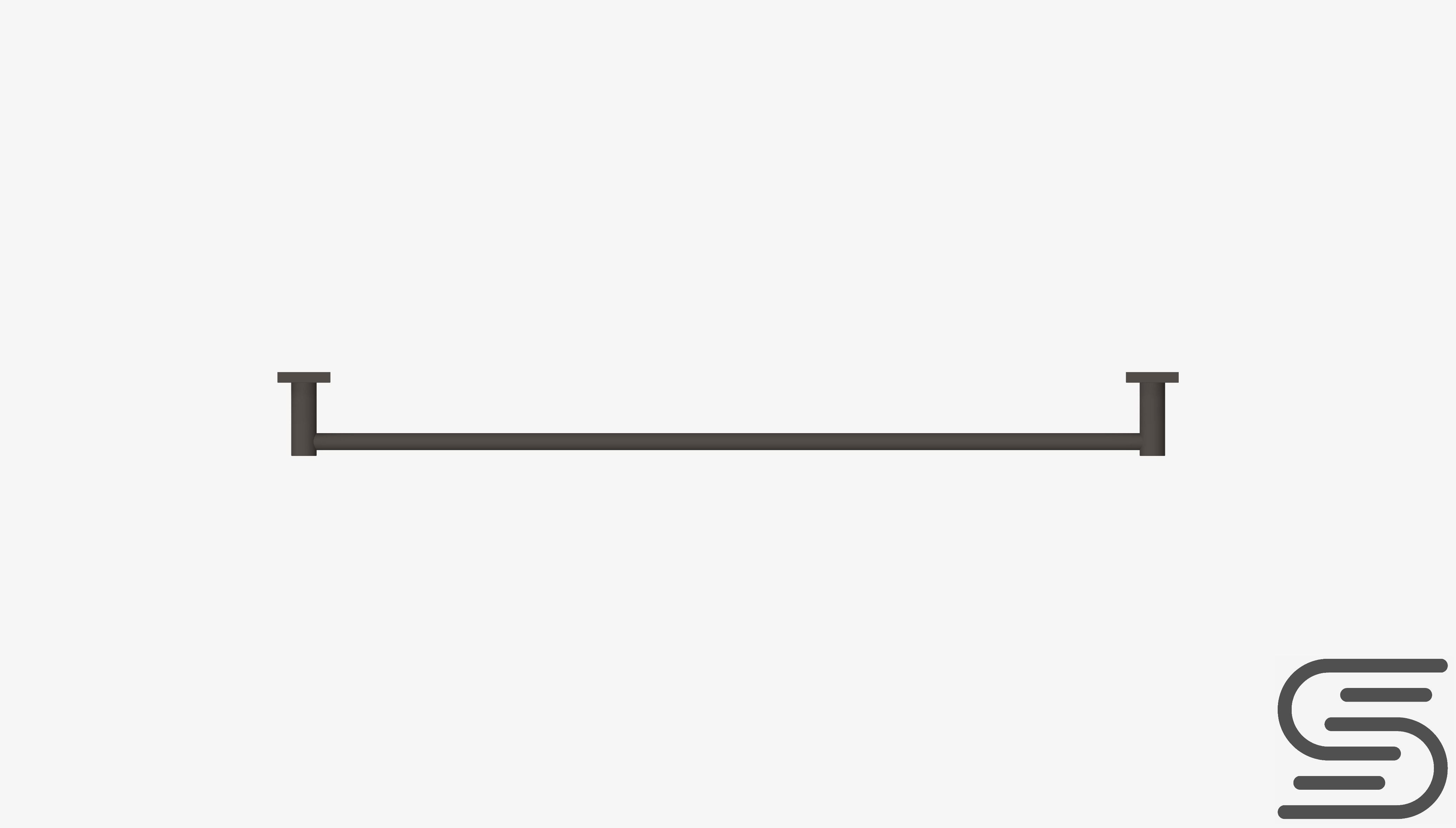 Towel Rail - Single - Luxury - Round - 800 - Square Plate Low-poly 3D model_5